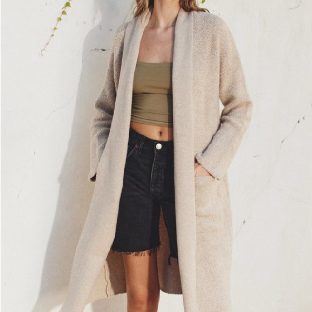 Dress Forum Cream Open-Front Long Cardigan